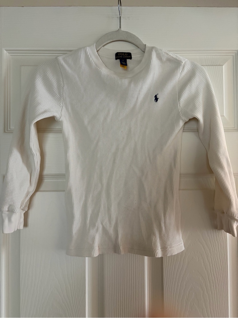 Polo by Ralph Lauren Kids' White Long-Sleeve Waffle  Top size 6